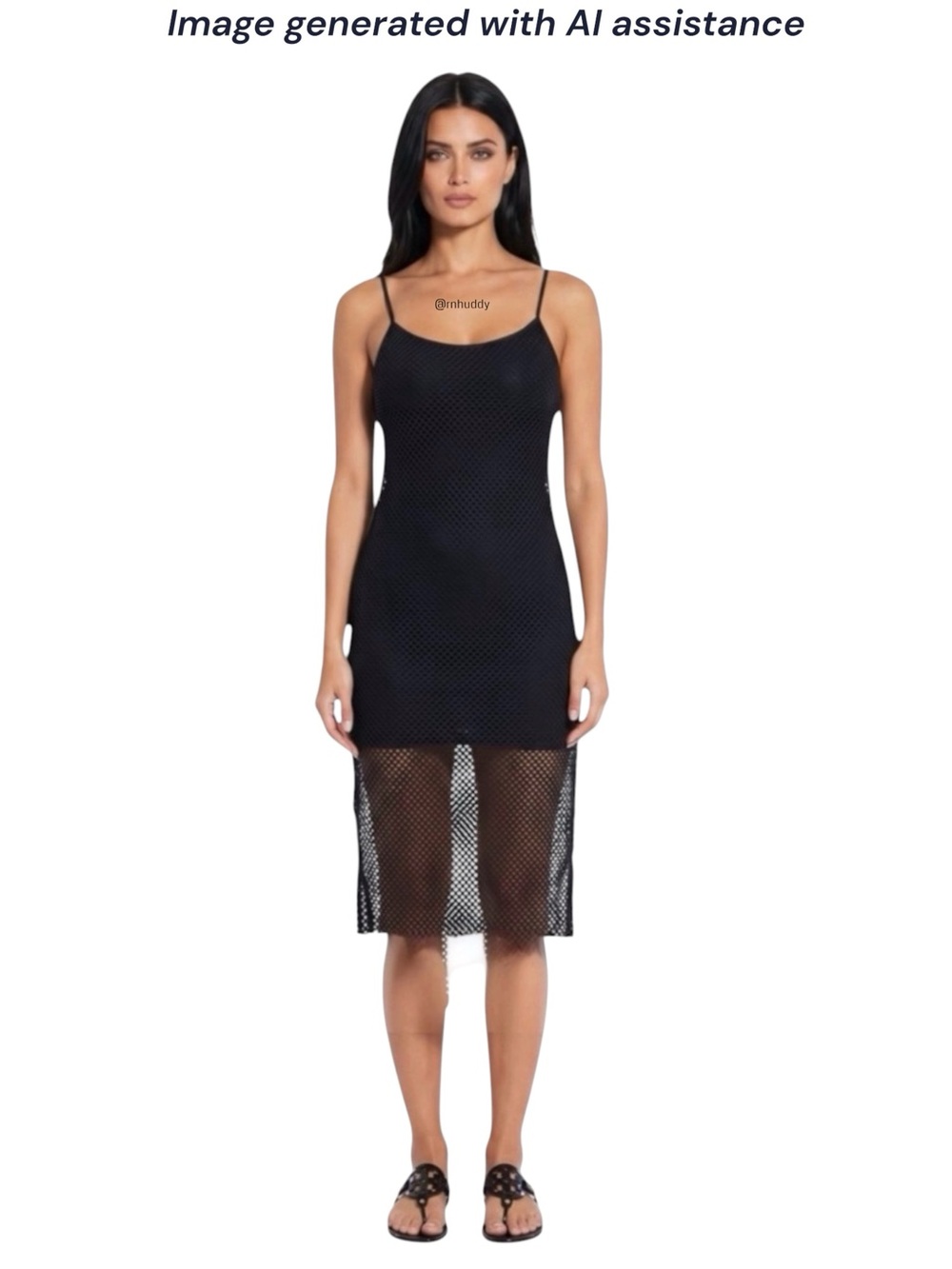LF Rumor Boutique S black fishnet midi cami dress